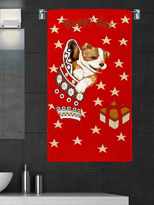 100% cotton 300 gsm kids cartoon bath towel for bathroom set of 1pc, multicolor,63x135, happydog - 17411492 - Standard Image - 1