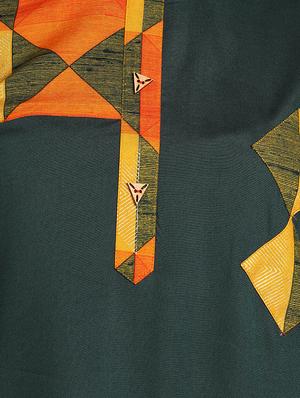 patchwork solid straight kurta - 17411499 - Standard Image - 5