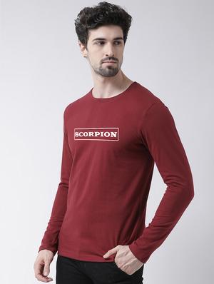 maroon chest print t-shirt - 17411517 - Standard Image - 2