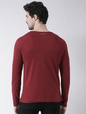 maroon chest print t-shirt - 17411517 - Standard Image - 3