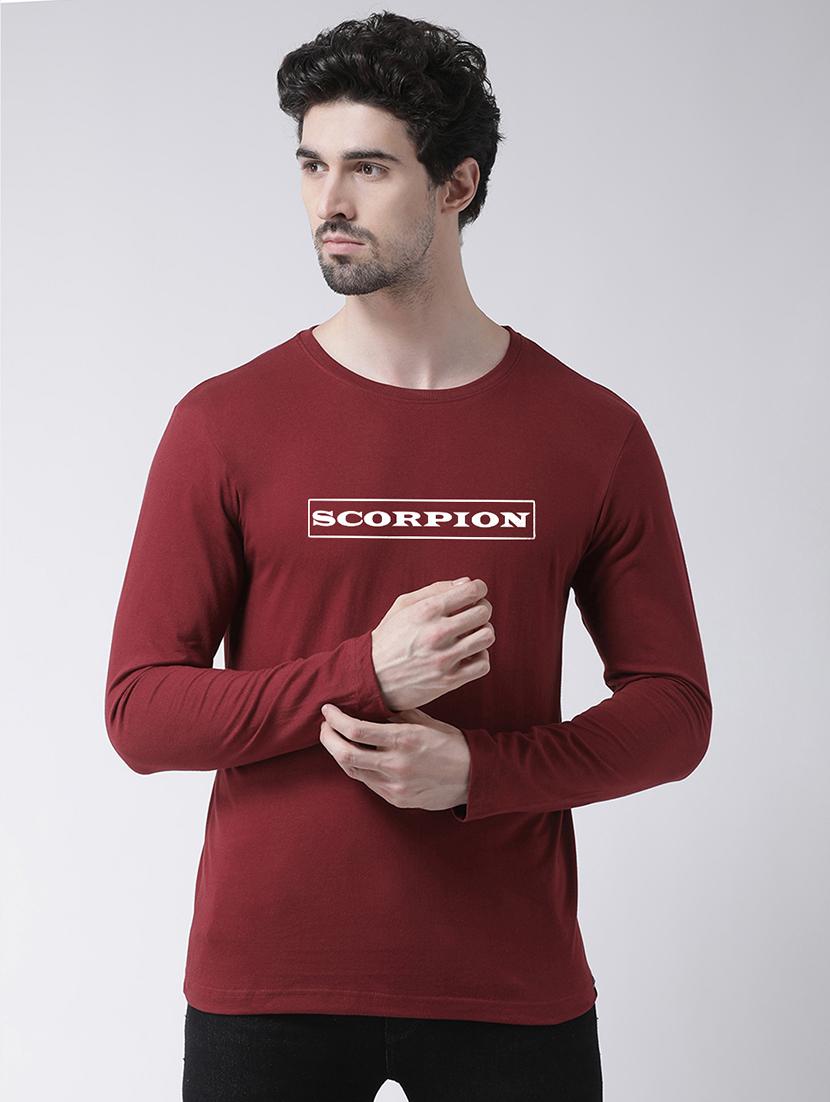 maroon chest print t-shirt - 17411517 - Zoom Image - 1
