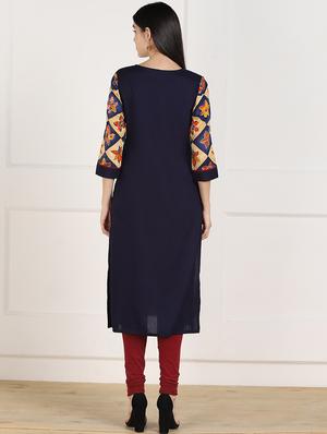 floral straight kurta - 17411581 - Standard Image - 3