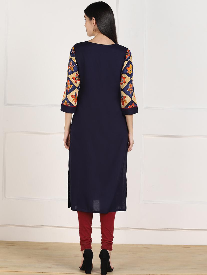 floral straight kurta - 17411581 - Zoom Image - 3
