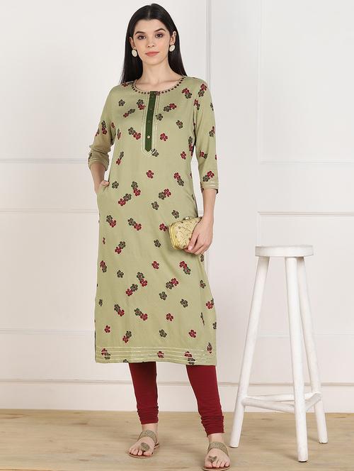 floral straight kurta - 17411582 - Standard Image - 1