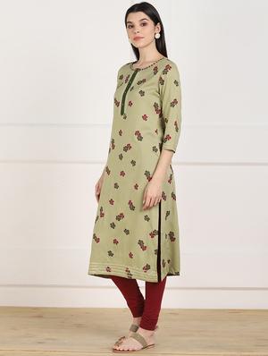 floral straight kurta - 17411582 - Standard Image - 2