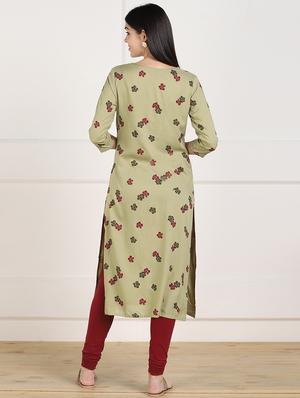 floral straight kurta - 17411582 - Standard Image - 3