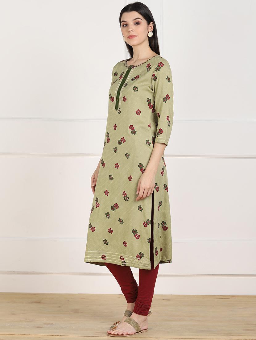 floral straight kurta - 17411582 - Zoom Image - 2