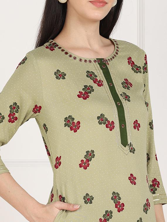 floral straight kurta - 17411582 - Zoom Image - 4