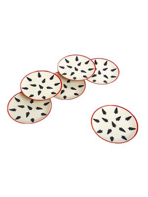 ceramic handmade elegant christmas tree pattern round plates (set of 6) - 17411637 - Standard Image - 2
