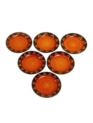 ceramic handmade traditional tribal art round plates (set of 6) - 17411639 - Standard Image - 2