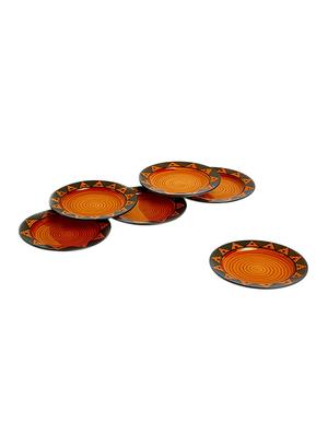 ceramic handmade traditional tribal art round plates (set of 6) - 17411639 - Standard Image - 3