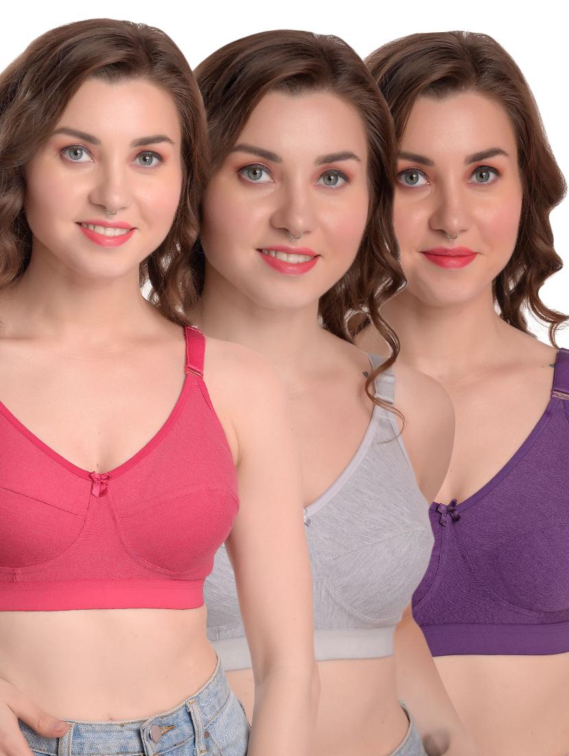 set of 3 solid minimizer bra - 17411670 - Zoom Image - 1