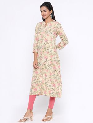 floral straight kurta - 17411804 - Standard Image - 2