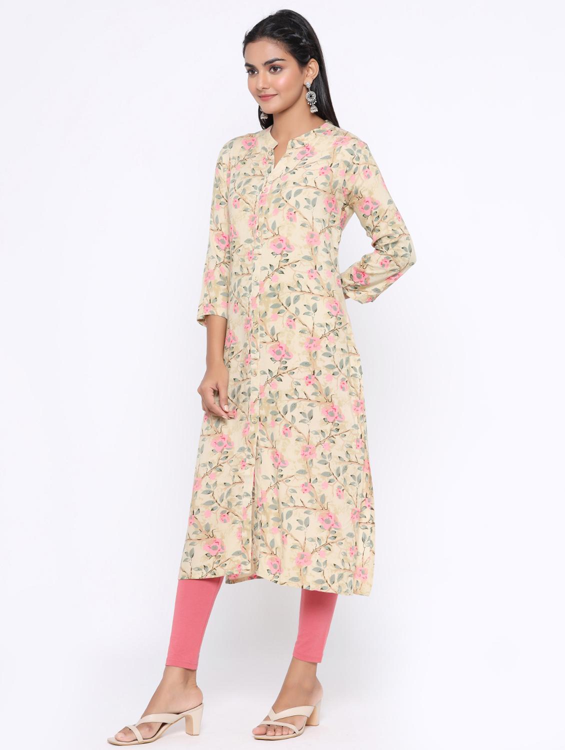 floral straight kurta - 17411804 - Zoom Image - 2