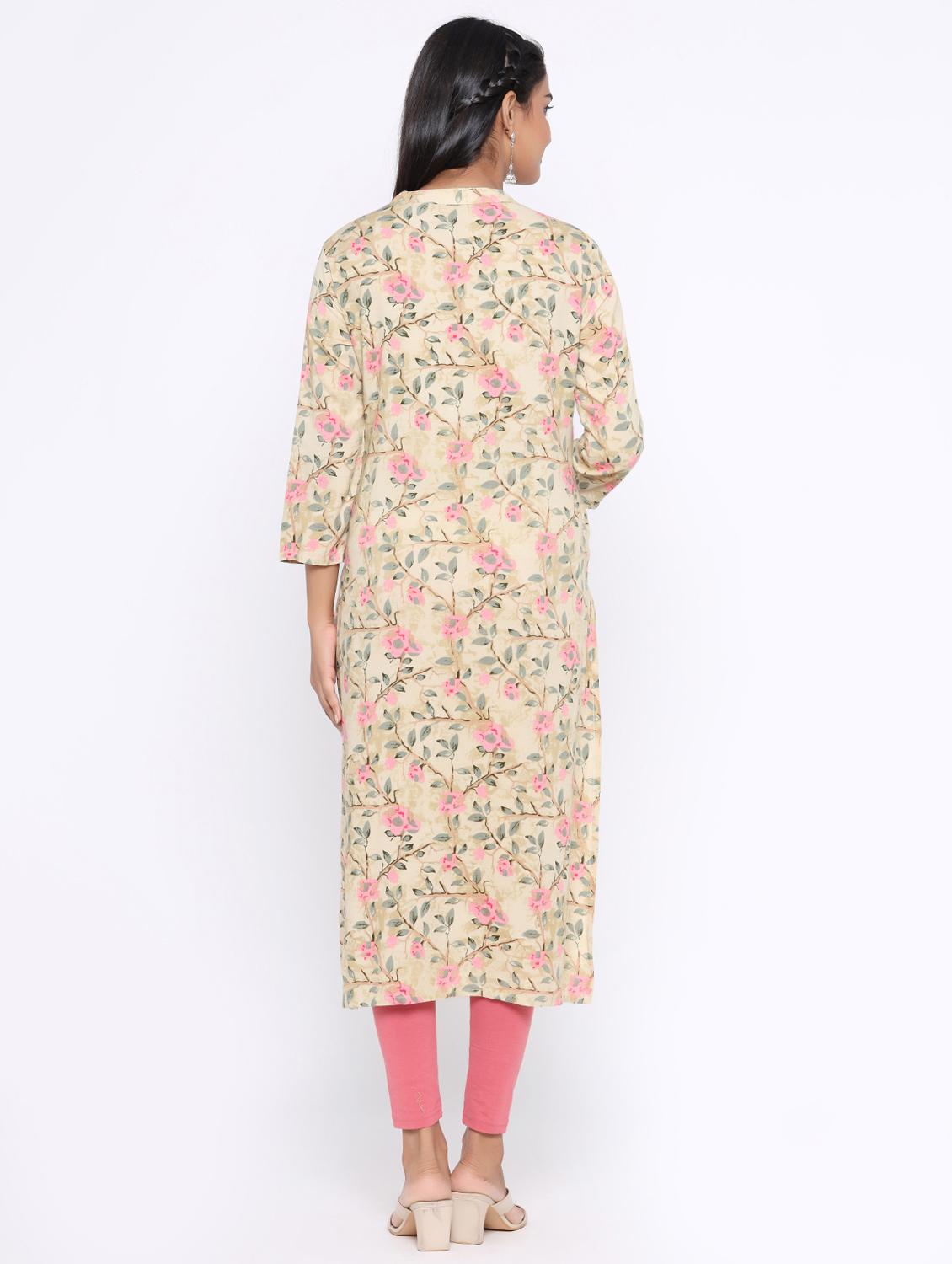 floral straight kurta - 17411804 - Zoom Image - 3