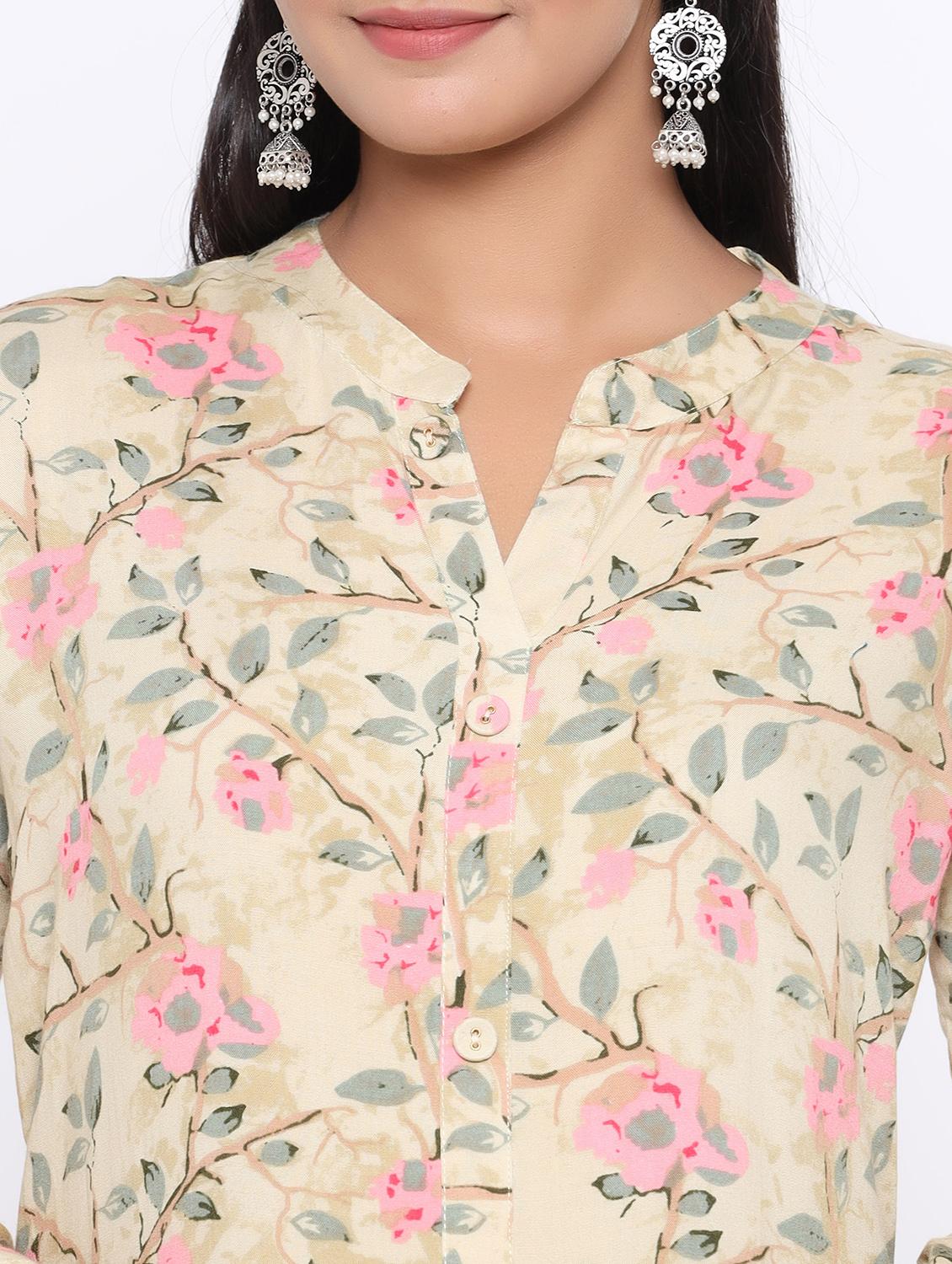 floral straight kurta - 17411804 - Zoom Image - 4