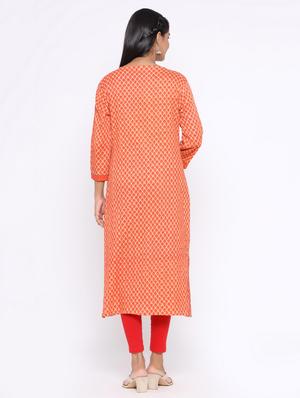 printed straight kurta - 17411814 - Standard Image - 3