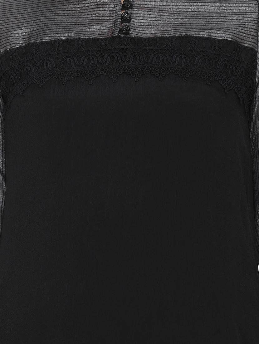 black straight kurta - 17412140 - Zoom Image - 4