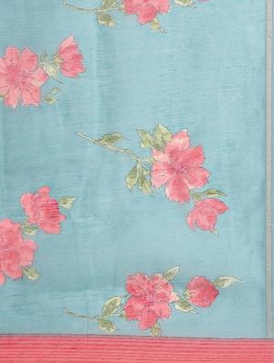 blue floral saree with blouse - 17412579 - Standard Image - 4