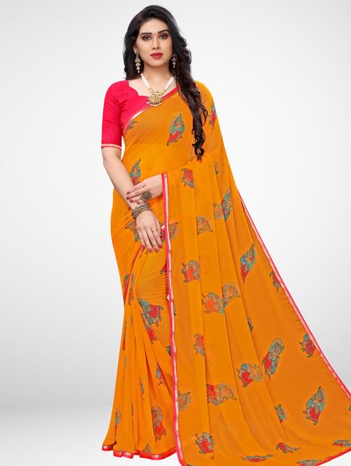 conversational printed saree with blouse - 17412595 - Standard Image - 1