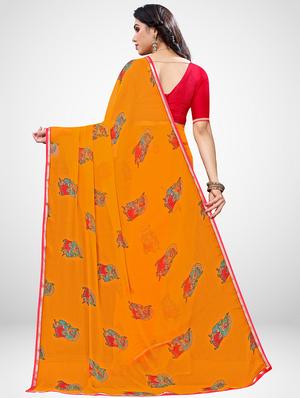 conversational printed saree with blouse - 17412595 - Standard Image - 2