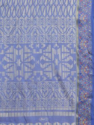 geometric printed saree with blouse - 17412598 - Standard Image - 5