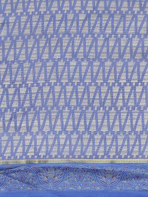 geometric printed saree with blouse - 17412598 - Standard Image - 6