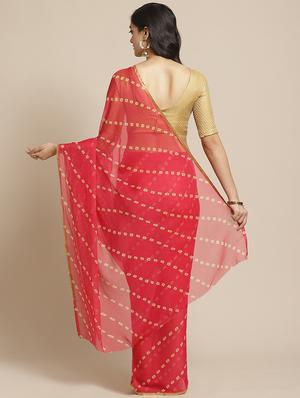 bandhani printed saree with blouse - 17412602 - Standard Image - 2