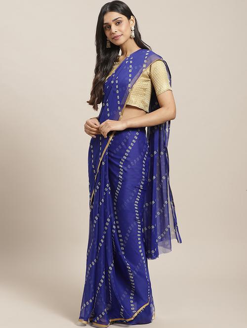 bandhani printed saree with blouse - 17412603 - Standard Image - 1