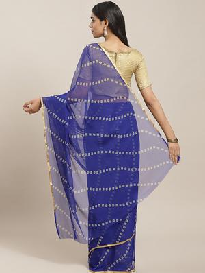 bandhani printed saree with blouse - 17412603 - Standard Image - 2