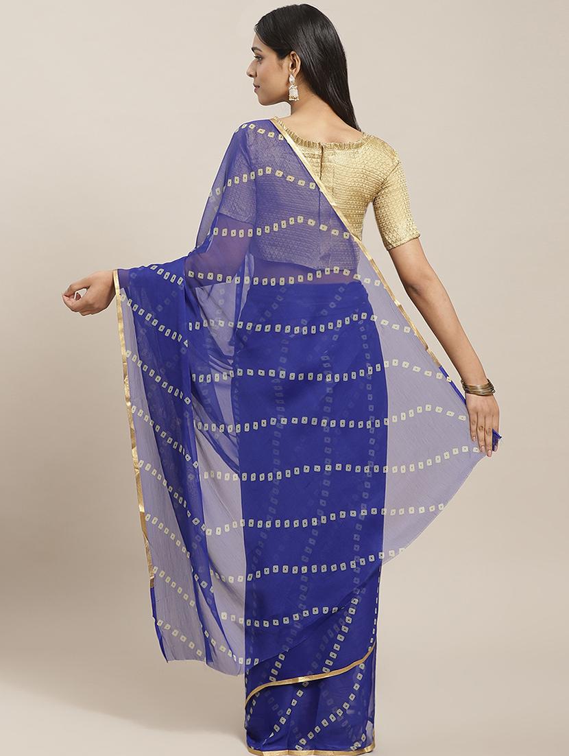 bandhani printed saree with blouse - 17412603 - Zoom Image - 2