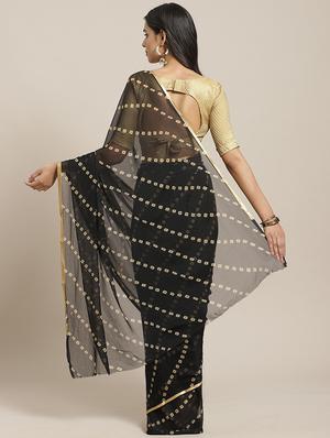 bandhani printed saree with blouse - 17412606 - Standard Image - 2