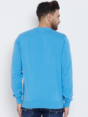 blue solid pullover - 17412997 - Standard Image - 3