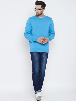 blue solid pullover - 17412997 - Standard Image - 4