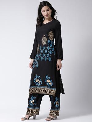 foil print kurta palazzo set - 17413528 - Standard Image - 2