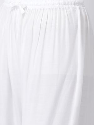 solid neck embroidered kurta palazzo set - 17413545 - Standard Image - 5