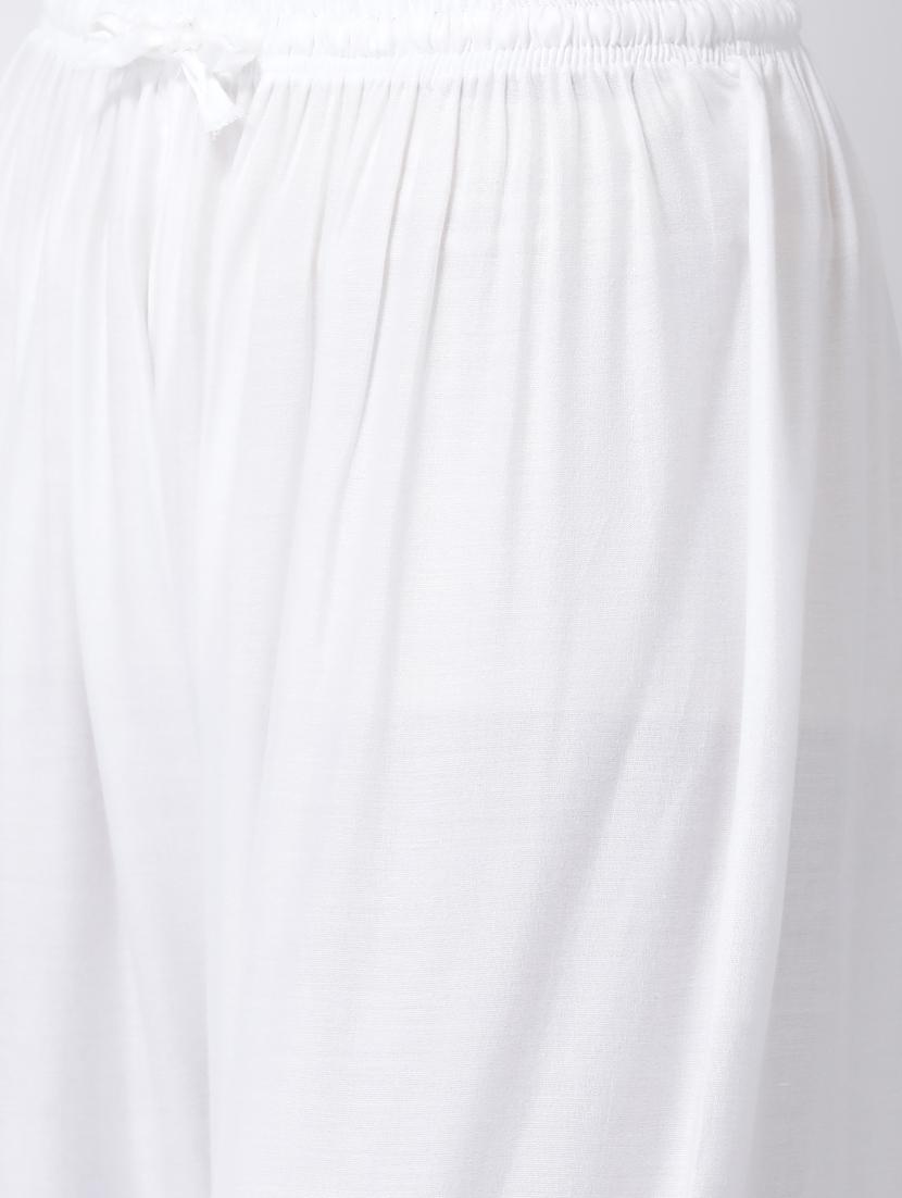 solid neck embroidered kurta palazzo set - 17413545 - Zoom Image - 5