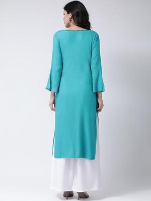 embroidered kurta palazzo set - 17413564 - Standard Image - 3