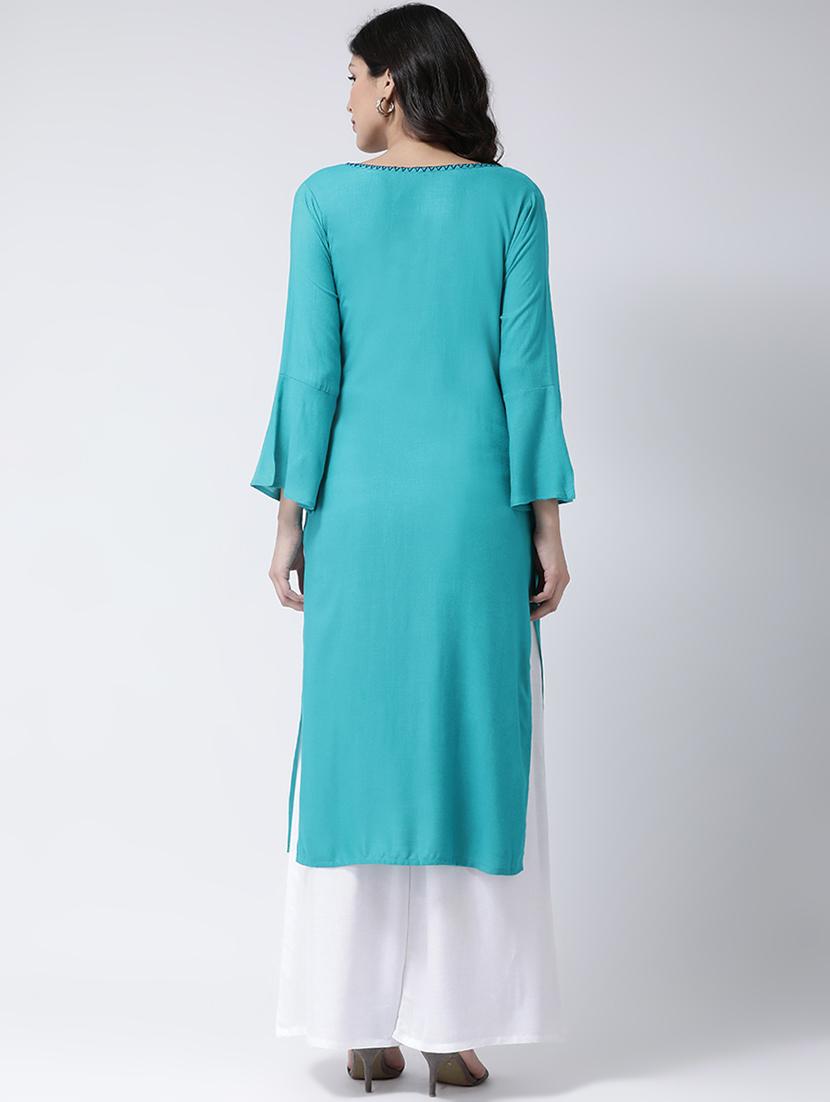 embroidered kurta palazzo set - 17413564 - Zoom Image - 3