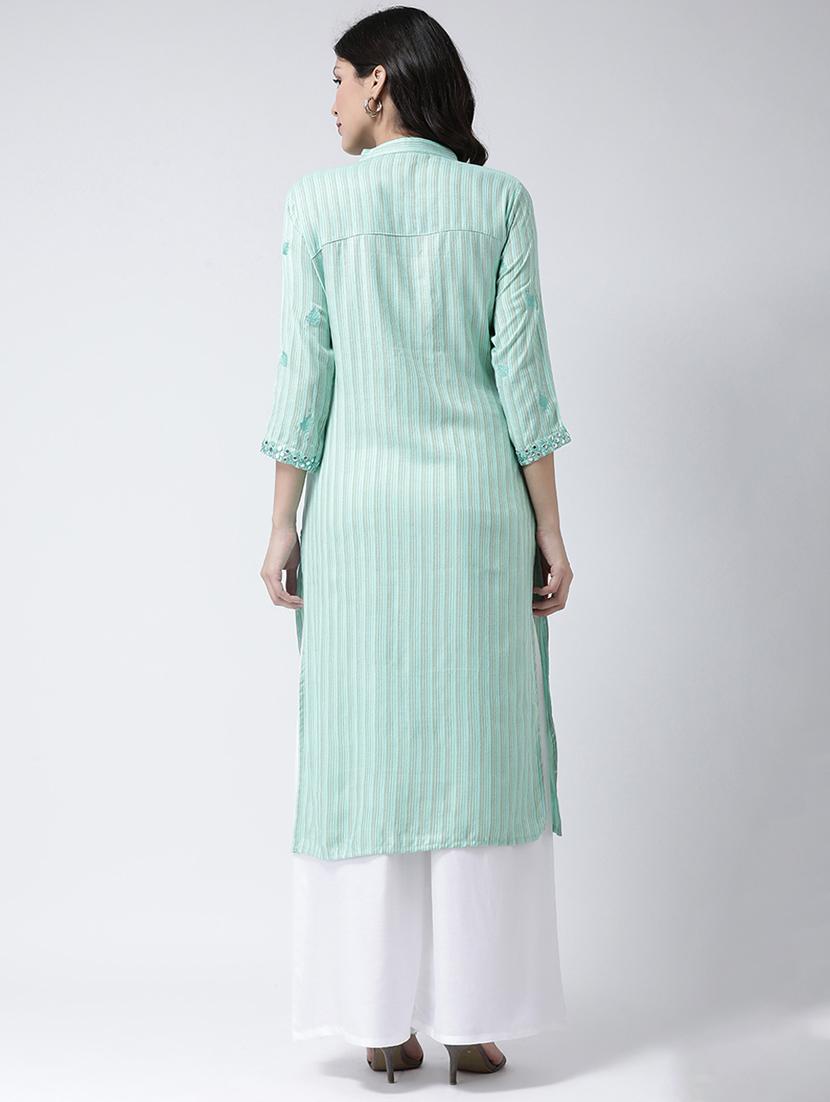 embroidered kurta palazzo set - 17413565 - Zoom Image - 3