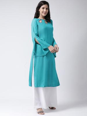 embroidered kurta palazzo set - 17413569 - Standard Image - 2
