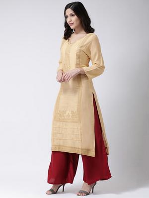 embroidered kurta palazzo set - 17413573 - Standard Image - 2