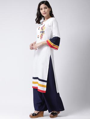 embroidered kurta palazzo set - 17413580 - Standard Image - 2