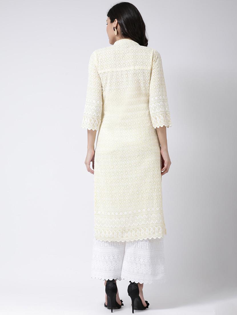 embroidered kurta palazzo set - 17413588 - Zoom Image - 3