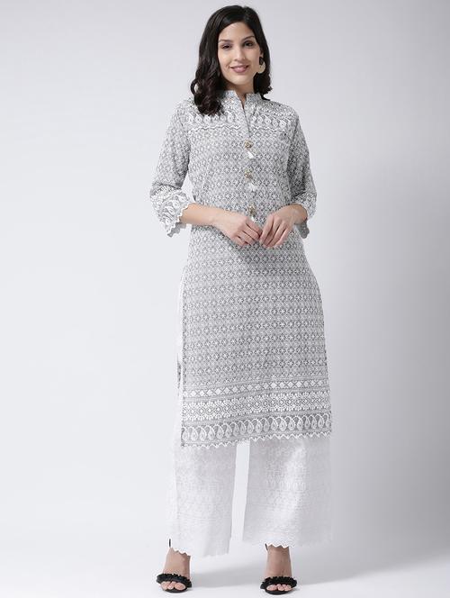 embroidered kurta palazzo set - 17413589 - Standard Image - 1