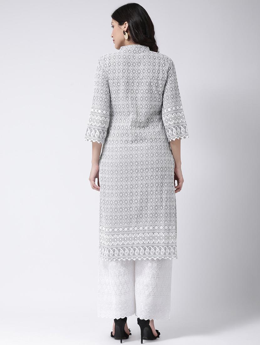 embroidered kurta palazzo set - 17413589 - Zoom Image - 3