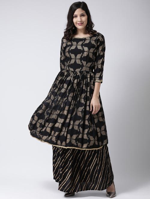 foil print kurta palazzo set - 17413593 - Standard Image - 1