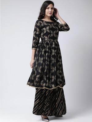 foil print kurta palazzo set - 17413593 - Standard Image - 2