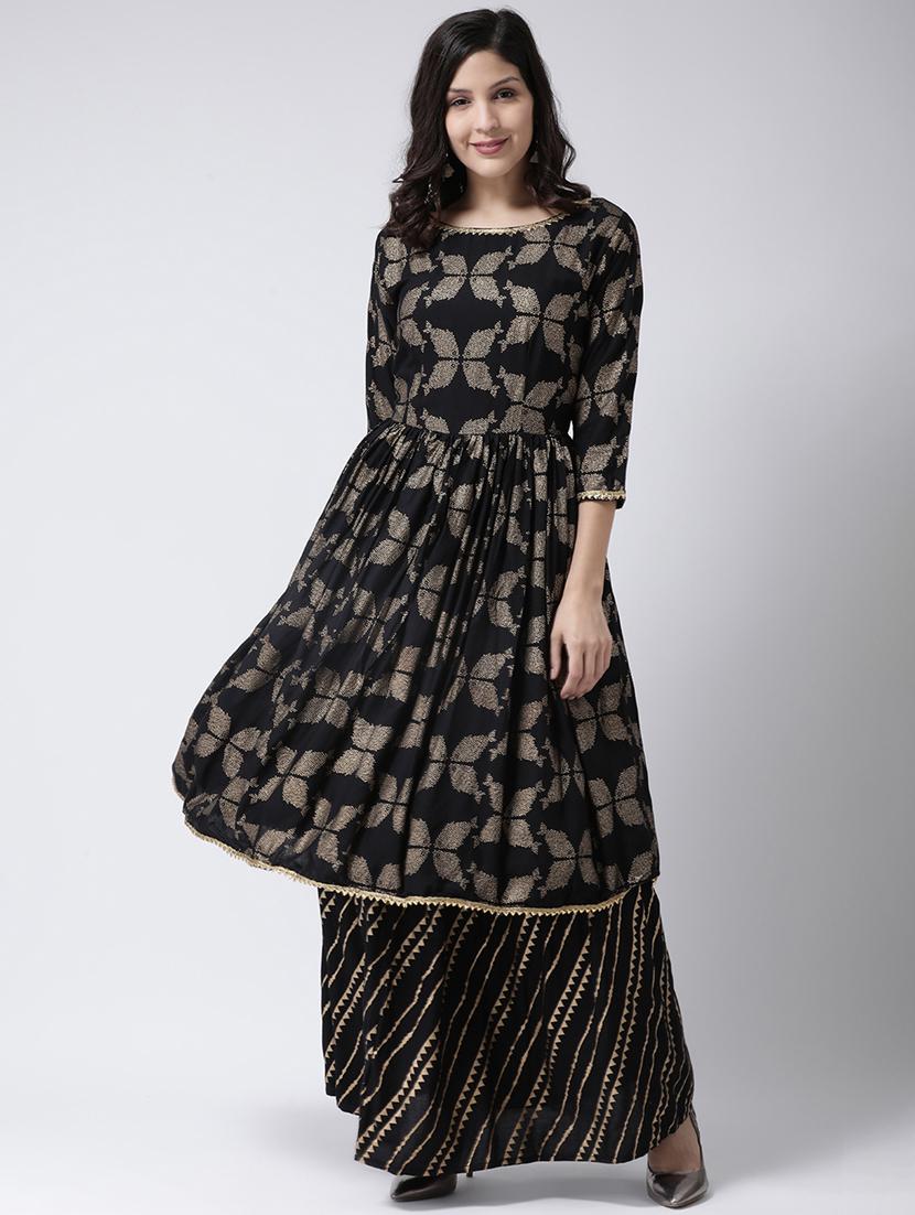 foil print kurta palazzo set - 17413593 - Zoom Image - 1