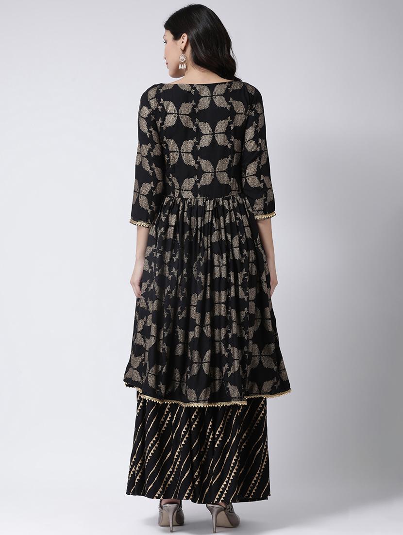 foil print kurta palazzo set - 17413593 - Zoom Image - 3